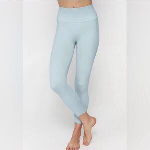 Spiritual Gangster Love Sculpt 7/8 Ruffle Lettuce Hem Pastel Blue Legging- XS/S